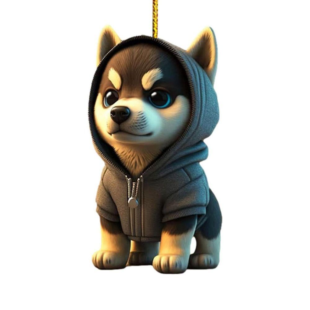 

Decorative Cartoon Dog Car Pendant 2D Dog Christmas Tree Charms Xmas Tree Dog Ornament Window B