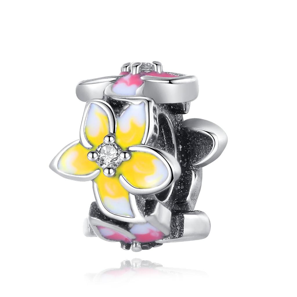New Yellow Sunflowers Heart Rose Flower Charms 925 Sterling Silver Fits Original Bracelets Women Anniversary DIY Jewelry Charm