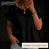 JPNTKY Women's Fashion Casual O-Neck Short Sleeve Blouses & Shirts