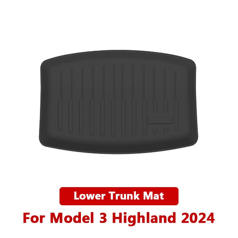 For Tesla Model 3 Highland 2024 Front and Back Trunk Mat TPE Carpet Waterproof Weather-resistant Pads Up and Down Layer Mats