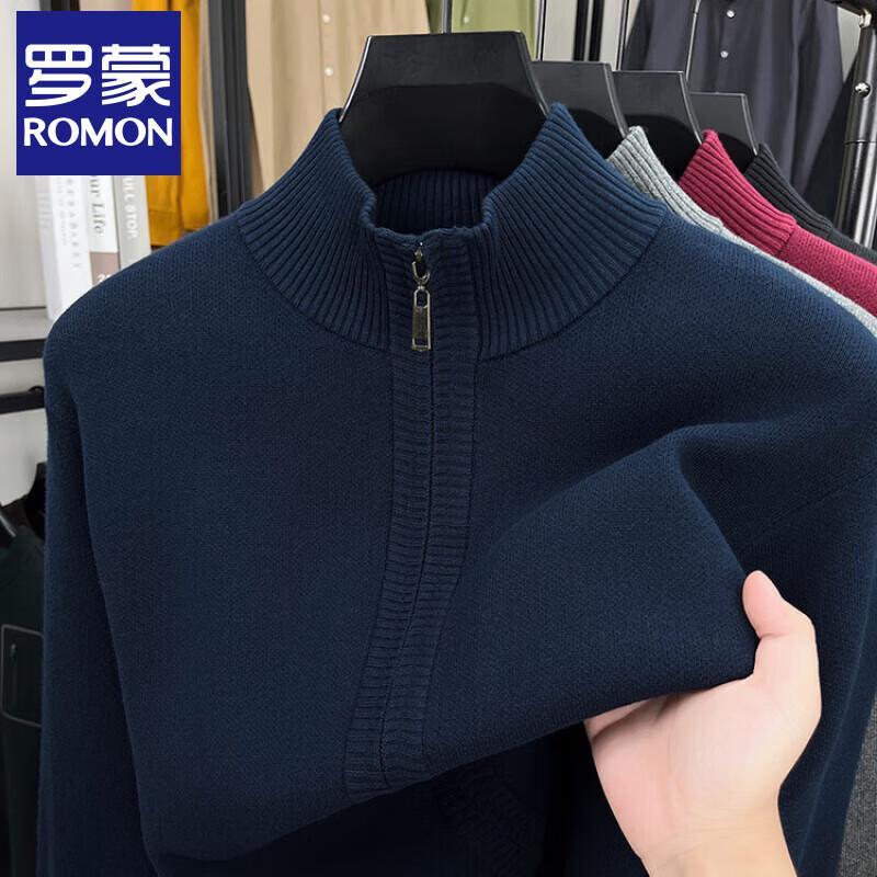

Romon Men s Pure Cotton Half-High Collar Pullover Sweater 3XL