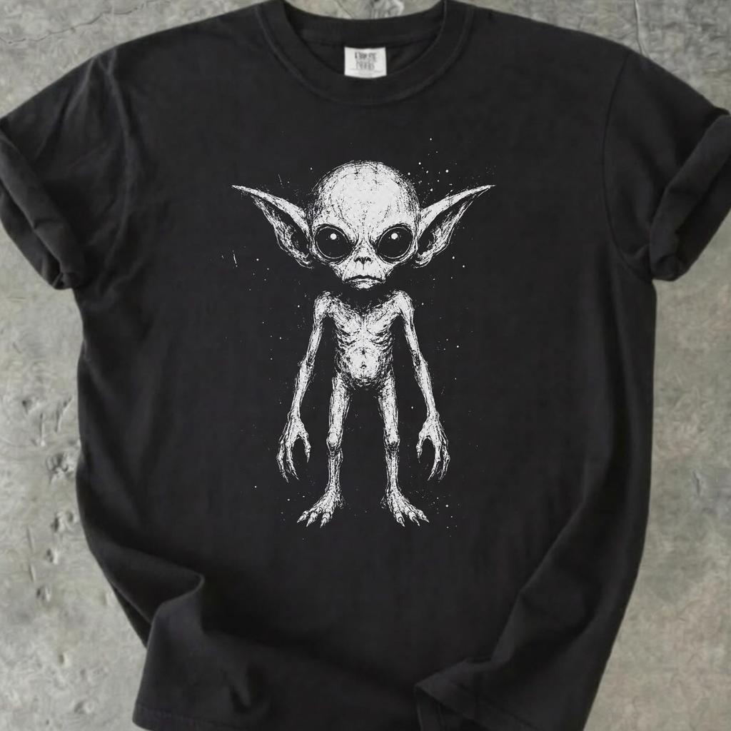 Comfort Colors Alien Shirt, Creepy Cryptid Monster Tee, Gothic Weirdcore Gift for Alien Fans