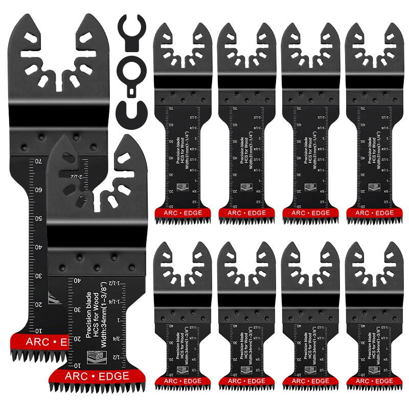 

10Pcs Oscillating Multi-Tool Blades High Carbon Steel Bi-Metal Curved Edge Sharp Wear-Resistant Cutter Blades