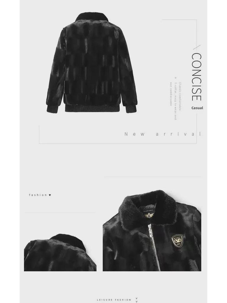 Jachetă de bărbați 2024 din catifea aurie de nurcă imitație de blană – Stil de iarnă Haining