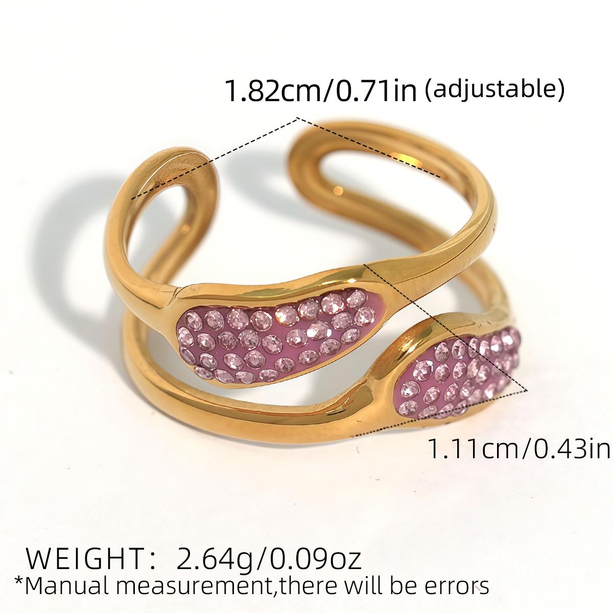 5pcs/1pc stainless steel 18k gold-plated zircon cut-out open multi-layer ring for women vintage niche Zircon gifts wholesale resizable