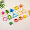 Montessori Wooden Sorting Stacking Toys Shape Color Sort Block Puzzles Toddler Geometric Stacking Toys For Baby Early Education