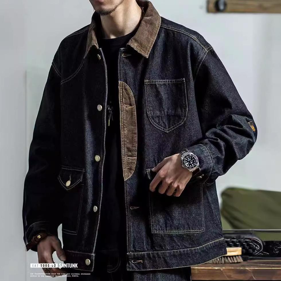 Herrenmode Patchwork Jeansjacken Hip Hop Streetwear Übergröße Mäntel für Männer