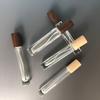 10/15ml Premium Glass Perfume Spray with Walnut Beech Cap, Portable Refillable Travel Atomizer for Cosmetics