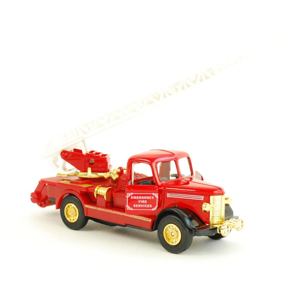 Die-cast Metal Pull-Back Miniature Car Die-cast Classic Fire Truck (Gold Ladder Truck)