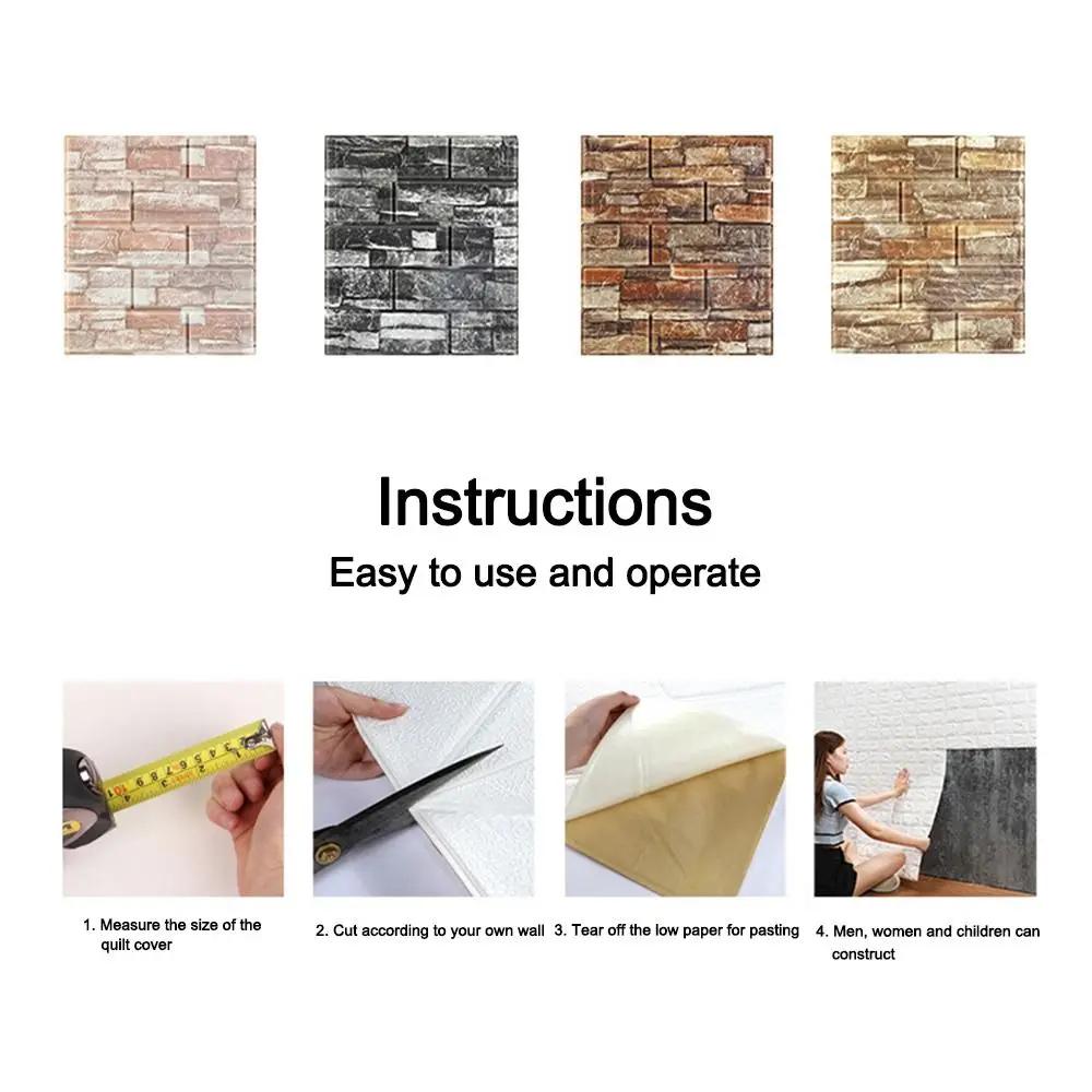 Waterproof Foam Brick Wallpaper Foam Soundproof Anti-collision 3D Wall Stickers Self Adhesive DIY Wall Decals
