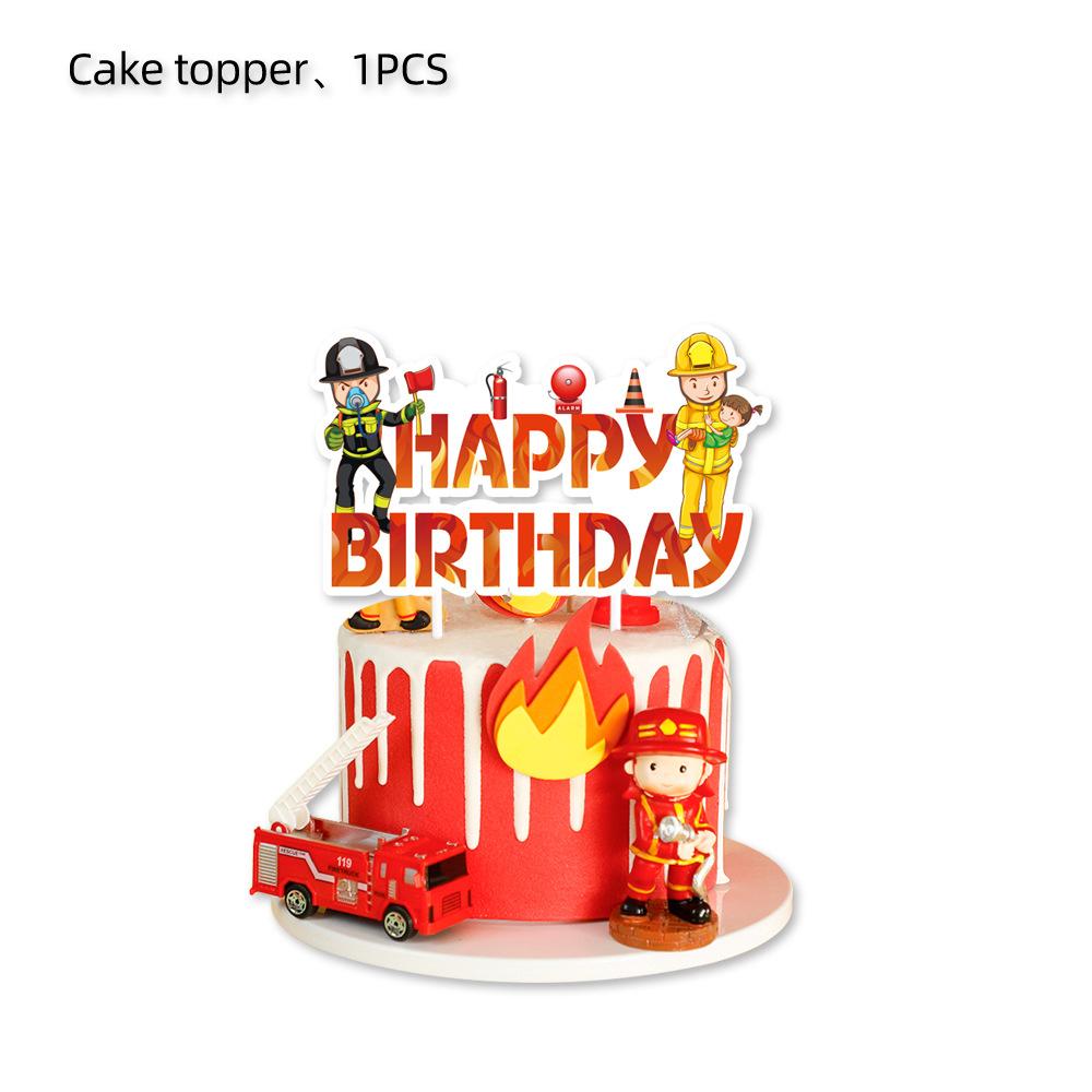 

Fire Theme Party Supplies Birthday Decorations Fire Truck Children S Party Arrangement Disposable Paper Plates Paper Cup Banners large power strip 1pcs