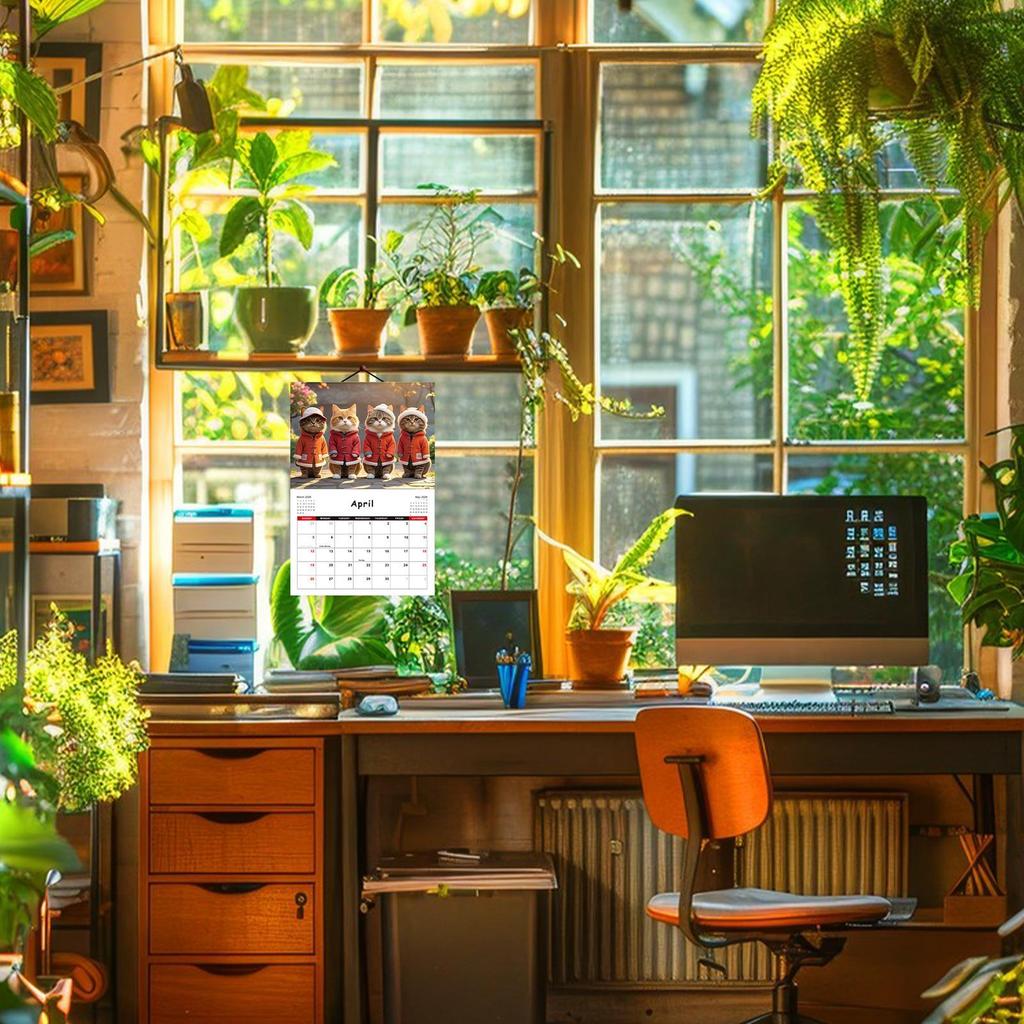 2026 Cat Calendar 12-Month Hangable Funny Cat Calendar Jan Dec 2026 Wall Schedule Planner with Coil Binding for Office School