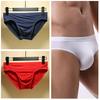 U Convex Solid Color Breathable Man Briefs Ice Silk Low-Waist Male Underwear for Inside Wear