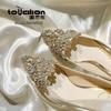 Leichte Satin-Hochzeitsschuhe 2025 neue Brautschuhe Haupt-Hochzeitskleid Show Heliang-Kleidung Verlobung High Heels Damen Stiletto