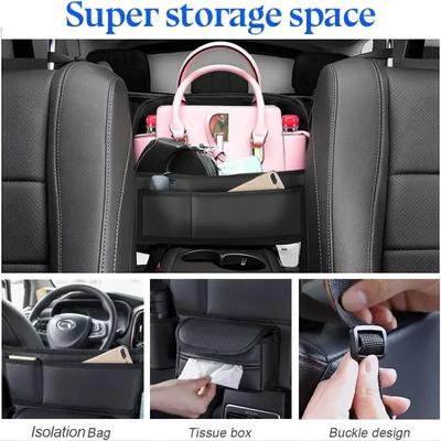 Leather Car Seat Middle Hanger Storage Bag For Handbag Tissue Water Cup Pockets Pockets Stowing Tidying Organizer