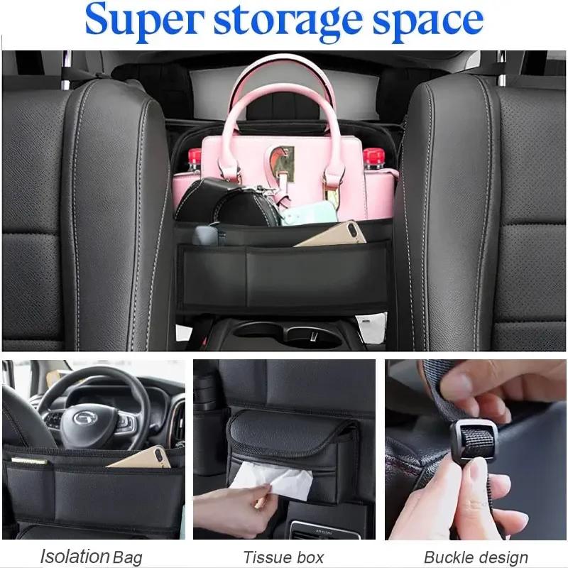 Car Leather Pocket Storage Organizer Car Seat Middle Hanger Storage Bag Tote Bag Paper Towel Bottle Pocket