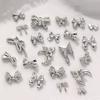10Pcs Silver Alloy Nail Art Bow Charms Accessories Parts For Manicure Decorate Retro Nails Decoration Design Supplies