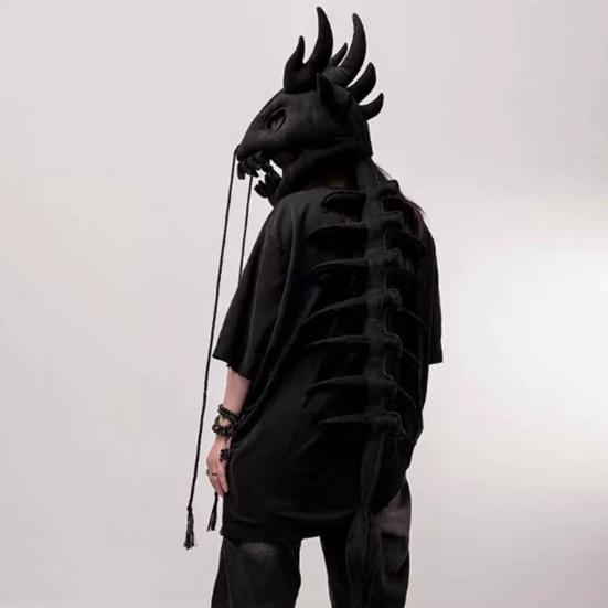 Chinese Loong Skeleton Headgear 3D Dragon Bone Head Costume Prop Halloween Cosplay Party Stage Performance Plush Head