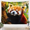 Red Panda Fox Forest Woodland Tapestry Wall Hanging Boho Home Decor Fairy Lights Polyester Art Print for Living Room Bedroom