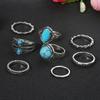 Exclusive Turquoise Knuckle Ring Set: 8-Piece European & American Fashion Jewelry
