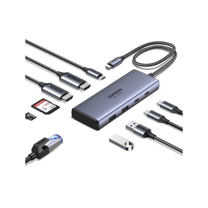 UGREEN Hub 7-IN-1 USB-C a 2*HDMI(4K@60Hz)+2*USB-A3.2+2*USB-C3.2+PD(100W)