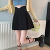 Women's High-Waisted A-Line Black Midi Skirt - 2025 Autumn Slimming Design