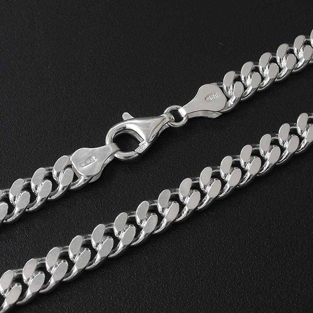 Shinjuku Gin No Kura Curb 50cm Approximately Sterling Silver 925 Necklace Chain for Simple and Thick Chain, Long, 6.1mm Wide, Men,