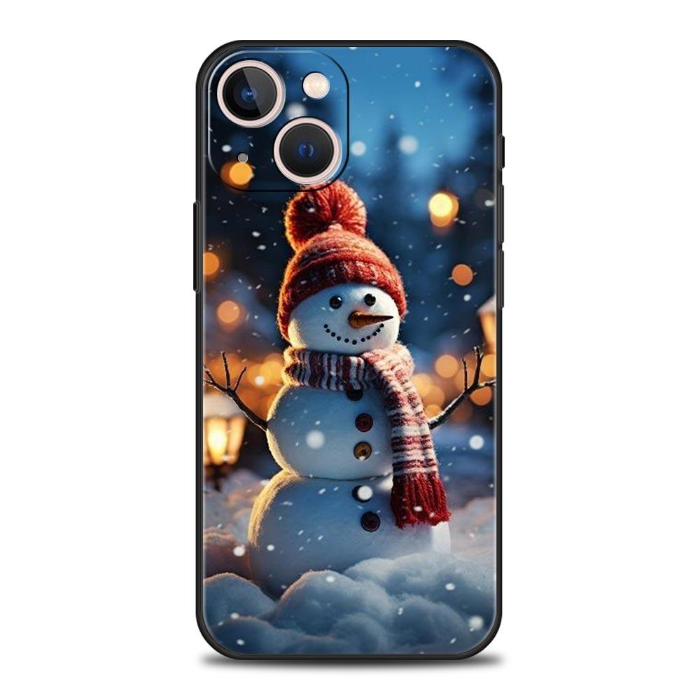 Christmas Graphic Printed Luxury Phone Case For iPhone 13 15 14 12 Mini 11 Pro MAX XR X SE XS 7 8 Plus Silicone Black Cover