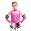 Tuta da Circo per Bambini Patchwork con Paillettes Decorazione in Nastro Dorato Maniche Lunghe Metalliche Lucide Abbinate