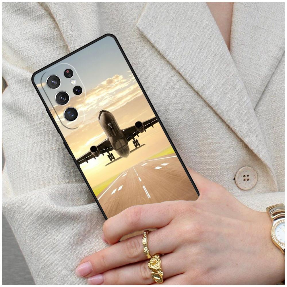 Reise Flugzeug Flughafen Handyhülle für Samsung Galaxy S26 Ultra S25 S24 S23 S22 S21 S20 Note10 Hülle