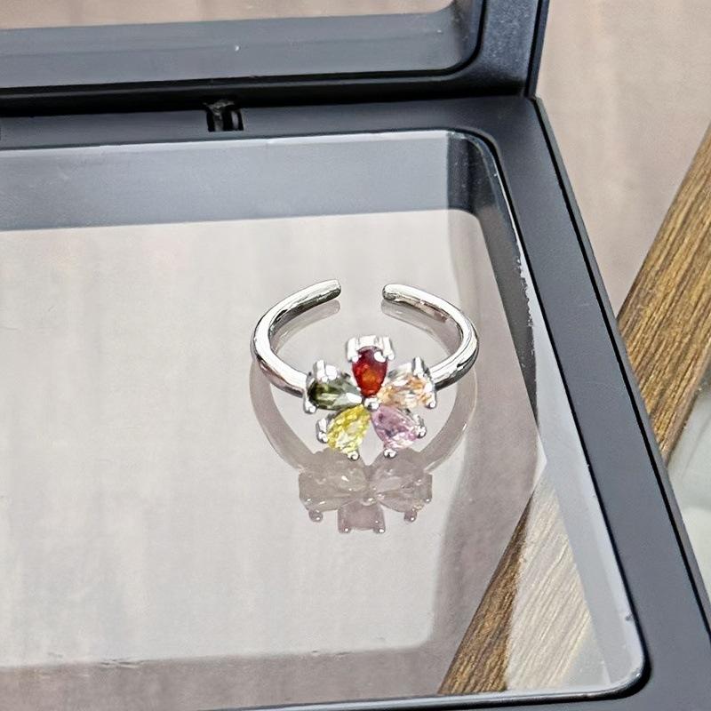 Bursting Full Of Diamonds, Flower Color Treasure, Sweet And Cool Opening Ring, Female Luxury Exquisite Niche High-End Sense Light Luxury Super Fairy