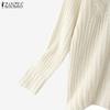 ZANZEA Women Autumn Mockneck Long Sleeve Knitted Pullover Jumpers Sweaters