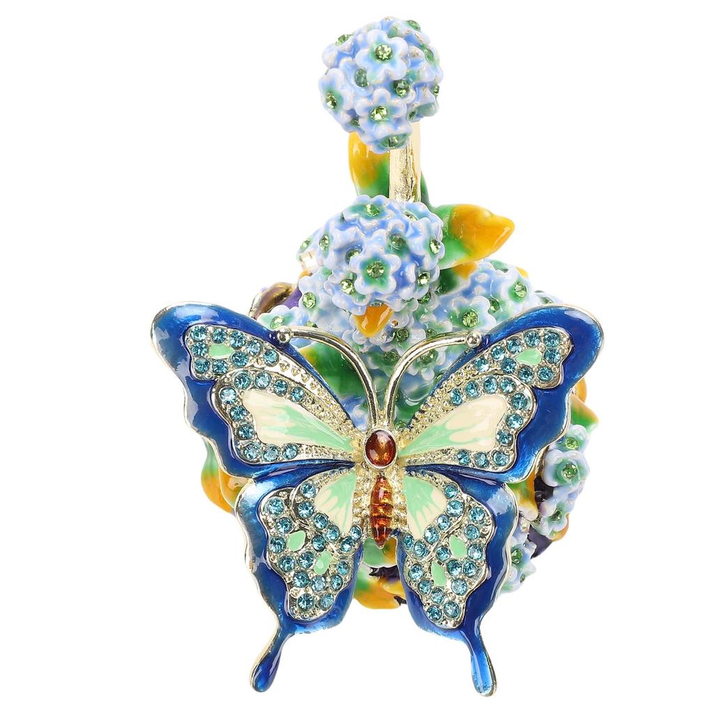 Enamel Jewelry Box Flower Design Elegant Exquisite Zinc Alloy Trinket   for Home