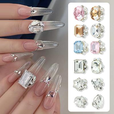 10Pcs Fashion Glass Nail Art Jewelry Charms Crystal 3D Diamond Rhinestones DIY Nail Rhinestones Manicure Nail Decoration