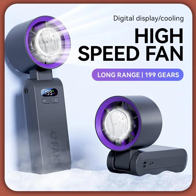 Mini Portable Turbo Fan-4000mAh USB Rechargeable Handheld Fan, Air Cooler for Camping/Home/Gift