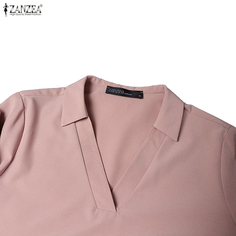 ZANZEA Damska Bluzka z Długim Rękawem i Spodnie z Szerokimi Nogawkami Casualowe Dwuczęściowe Zestawy