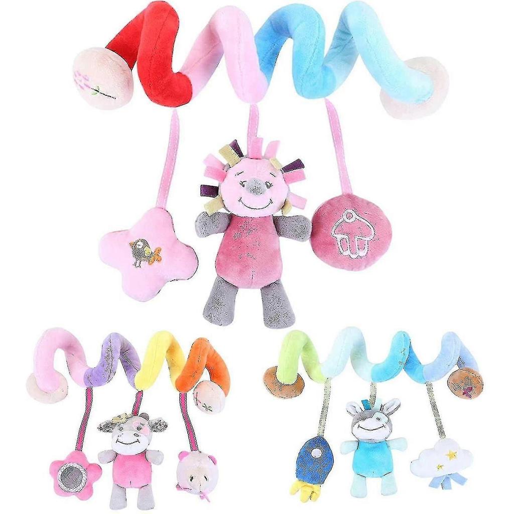 Plush Pram Toy, Spiral Plush Pram Bar Toy, Educational Toy Accessories, Cot Toys for Boys and Girls