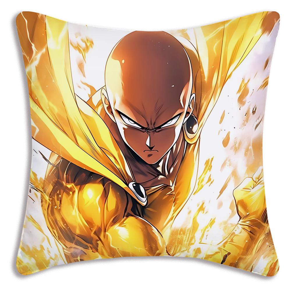Anime For One P-Punch Mans Pillow Covers Cartoon Sofa Decorative Home Double-sided Printing Short Plush Cute Cushion Cover