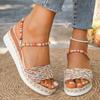 Fashion Summer Beach Vocation Bohemian Sandals Woman Wedge Heels Colorful Woven Platform Slippers Women Plus Size 43 Sandalias De Mujer