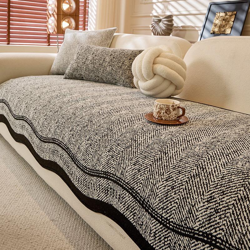 1pcs Wave Shape Chenille Sofa Cover Modern Durable Straight Row Seat Cushion Living Room Dustproof Non Slip Furniture Towel