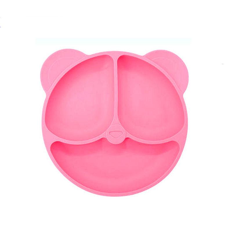 1pc 20x20x3cm Cute Bear Baby Food Supplement Tableware - Food Grade Silicone Suction Cup Dinner Plate Fall-proof Food Bowl