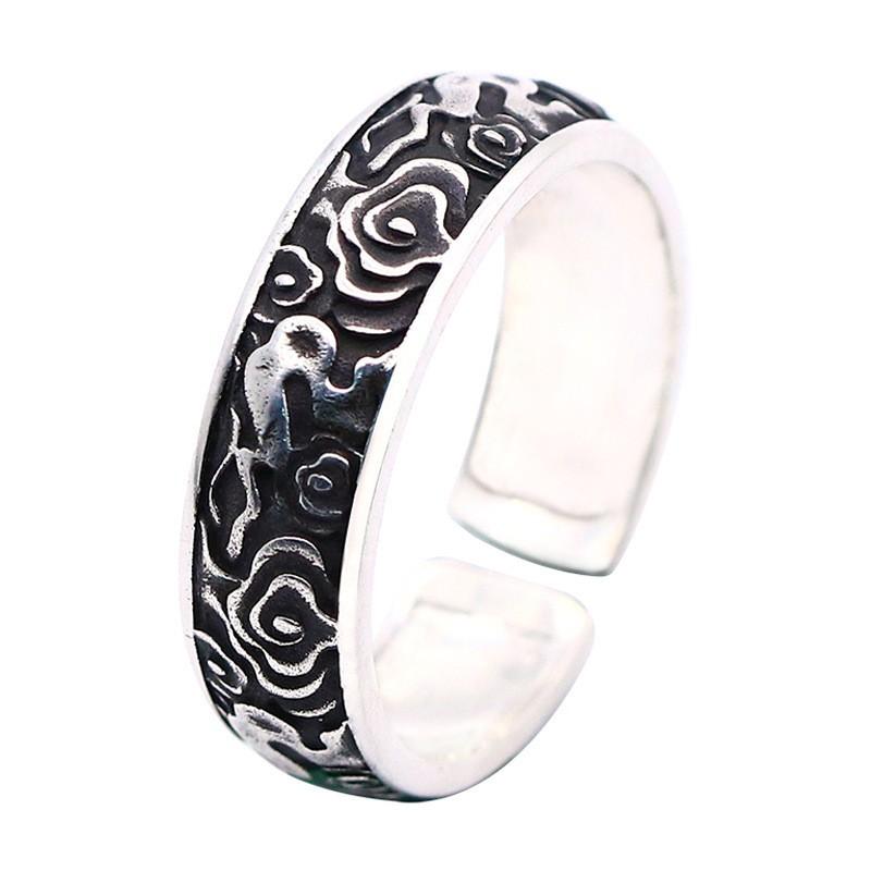 Adjustable Vintage Cloud Motif Ring Men Women Handcrafted Plated Open Band Retro Jewelry