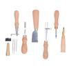 Leather Working Tools Set Log Color Curved Handle DIY Hand Sewn Leather Craft Leather Goods Set