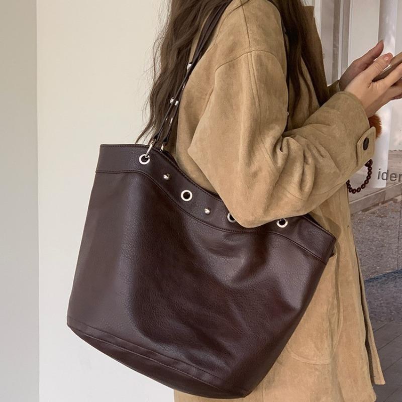 Borsa a Tote da Lavoro Rustica e alla Moda con Borchie - Borsa a Spalla Singola