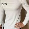 Men Sport Top Slim Fit High Elasticity Striped Texture Round Neck Quick-drying Long Sleeves Slim Fit Compression Figure Shaping Gym Running