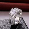 Bague de mariage Super brillante pour hommes et femmes, couleur argent exquise, pierres de Zircon incrustées, bijoux de fiançailles