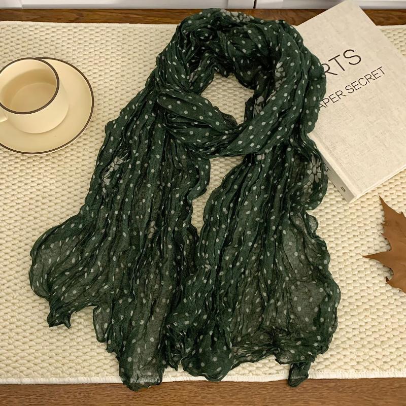 Cotton Wrinkle Linen Women Scarf Twisted Scarf Female Headscarf Korean Versatile Trend Pleated Shawl Scarf