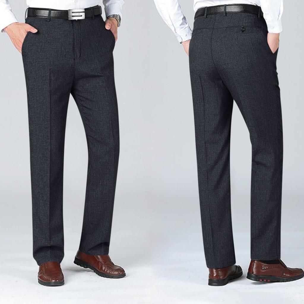 Men's Summer Suit Trousers Men's Casual Breathable Straight Leg Trousers