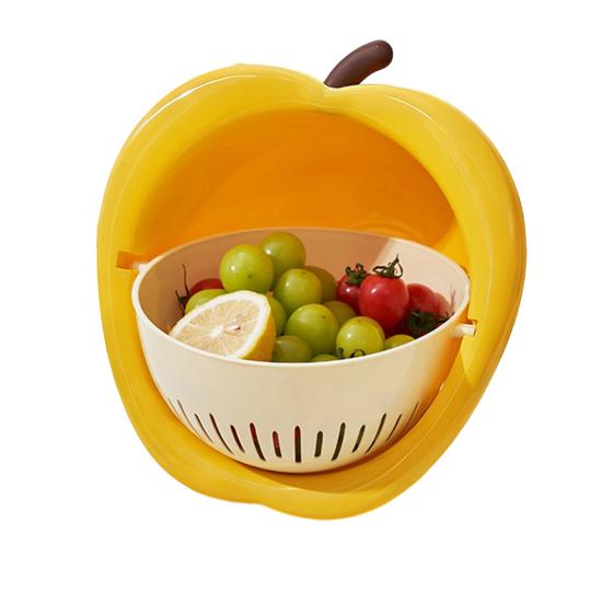 Vegetable Washing Basket Funny Large Capacity Strainer Double Layer Vegetable Fruit Colander Produce Basket Strainer for Rinsing Washing Berry