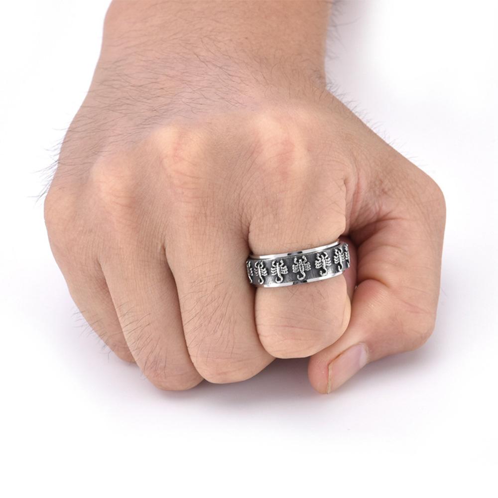 Fashionable Personality Rotatable Scorpion Ring Titanium Steel Retro Men's Niche Stress Relief Ring Jewelry